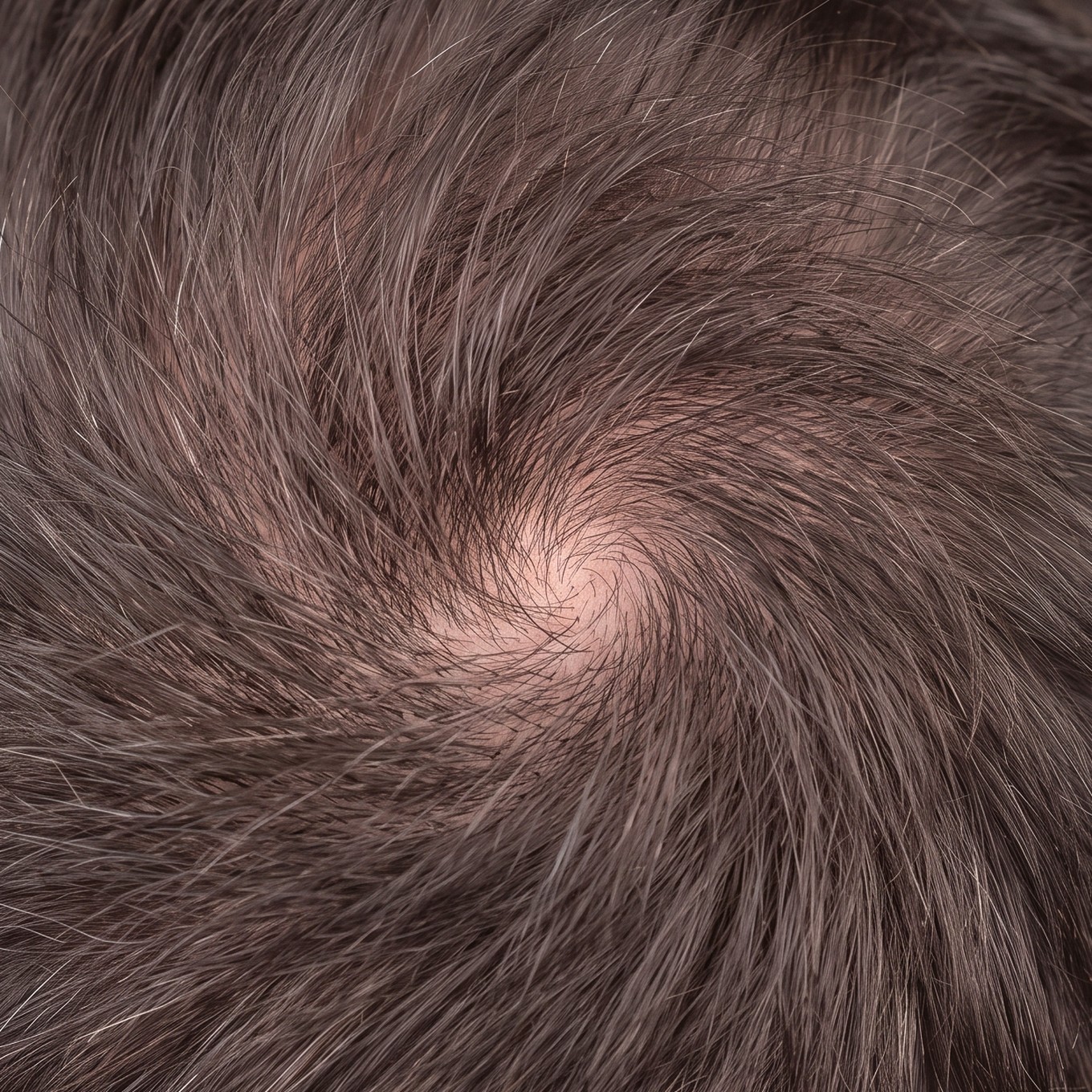 The same scalp as an illustration with more hair at the crown.